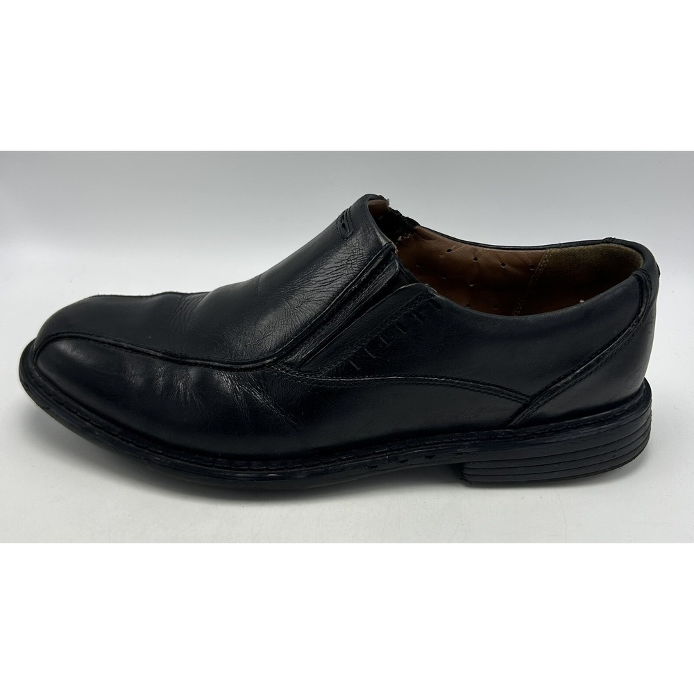 Clarks Unstructured Loafers Men 9 W Black Leather 1825 Slip On Dress Shoe Career